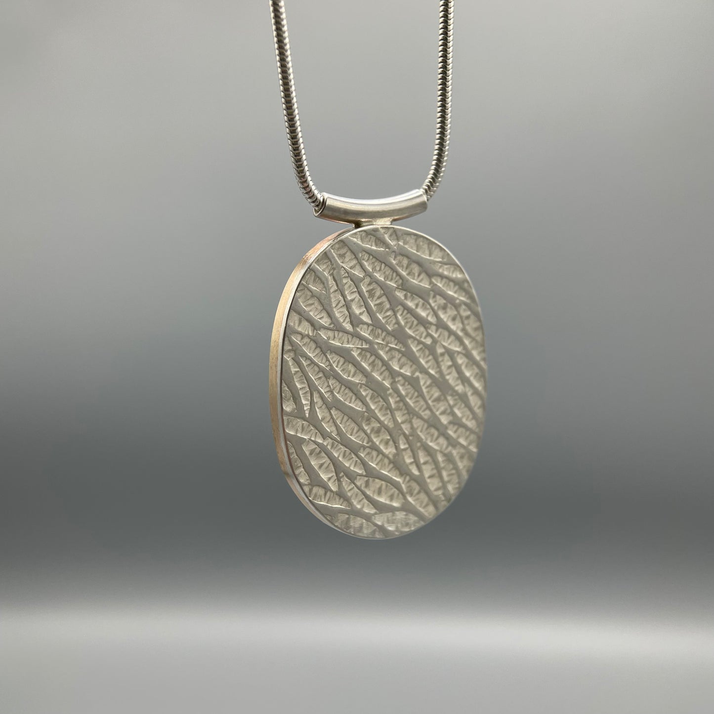 Papermetal Embossed Petals Large Oval Pendant