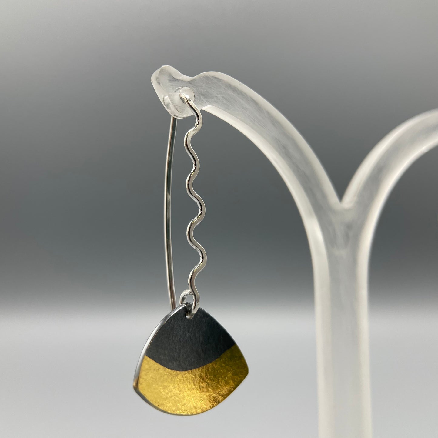 Sandra Elizabeth Oxidised Silver Clam Shell Wave Drop Earrings