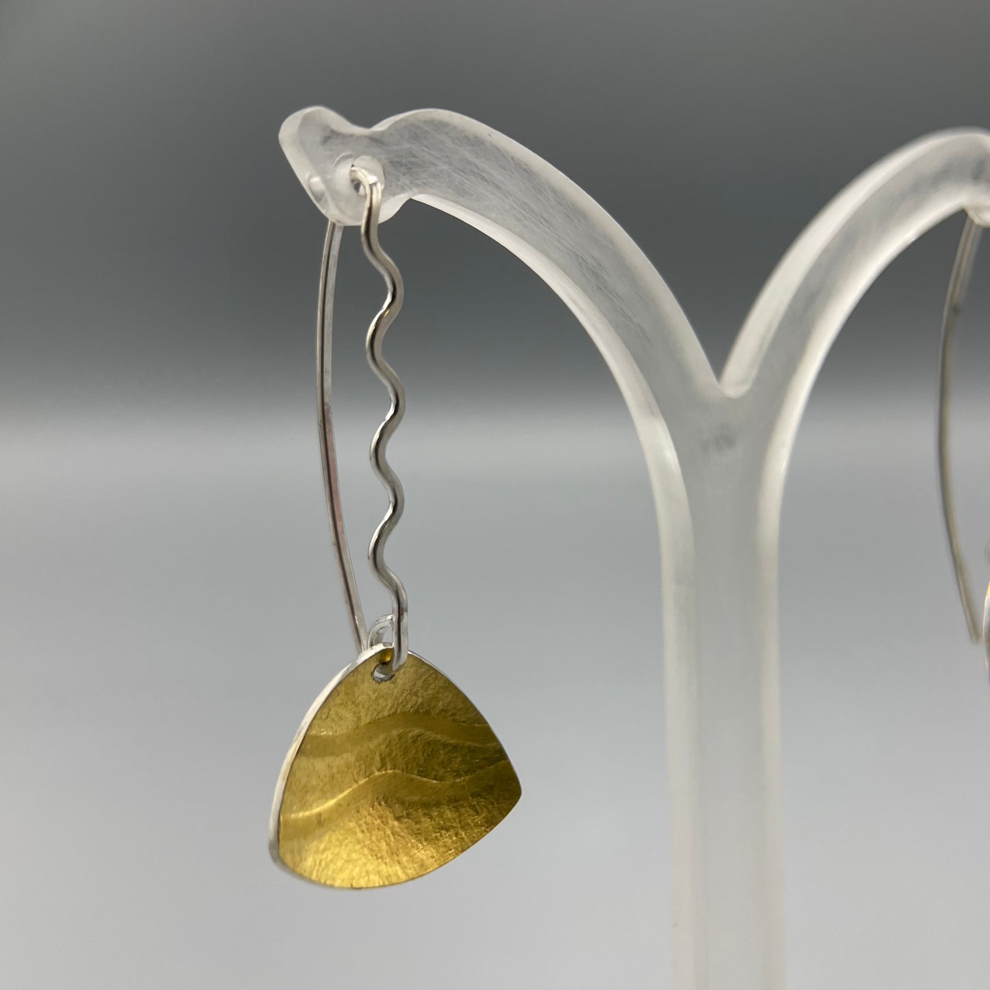 Sandra Elizabeth Satin Silver Clam Shell Wave Drop Earrings