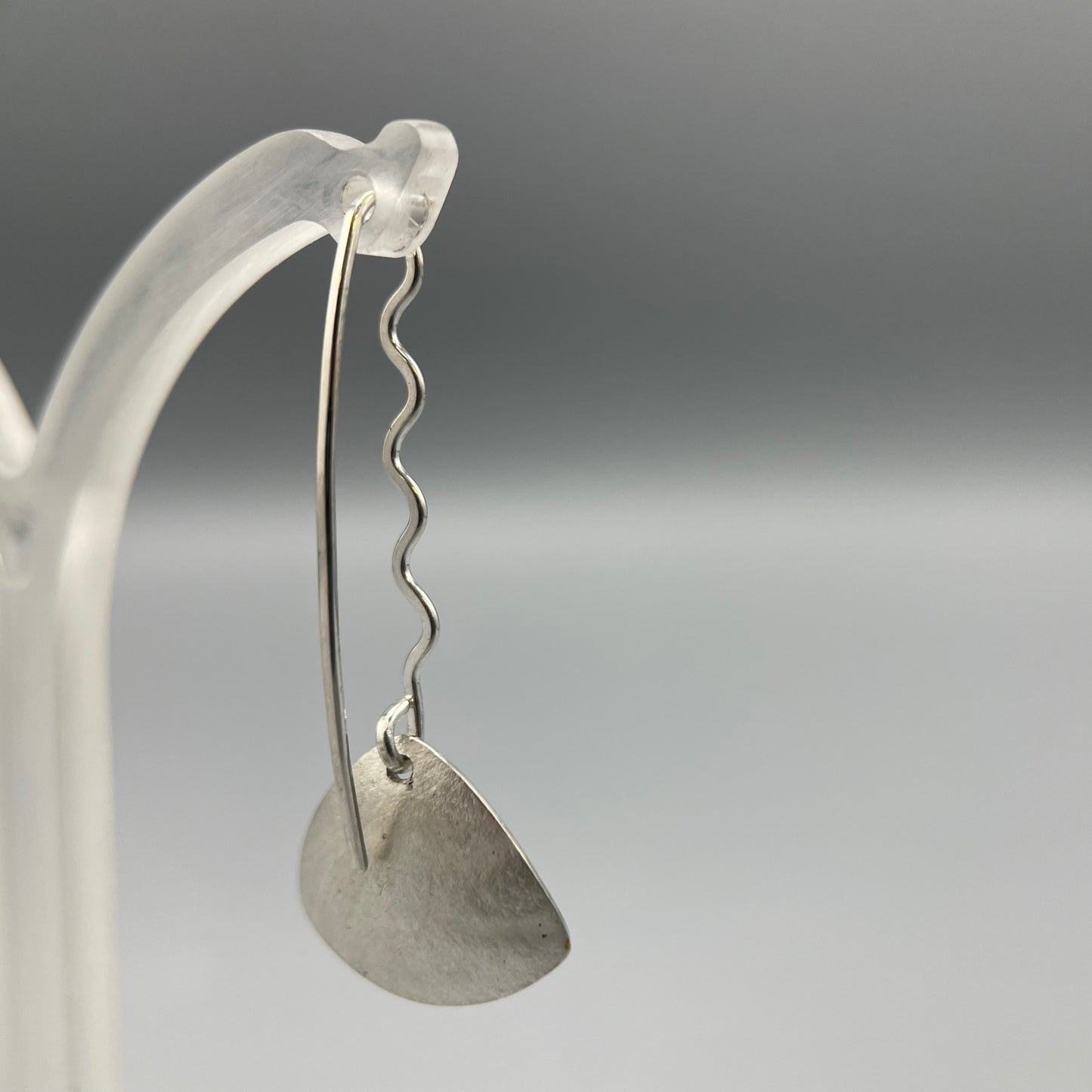 Sandra Elizabeth Satin Silver Clam Shell Wave Drop Earrings