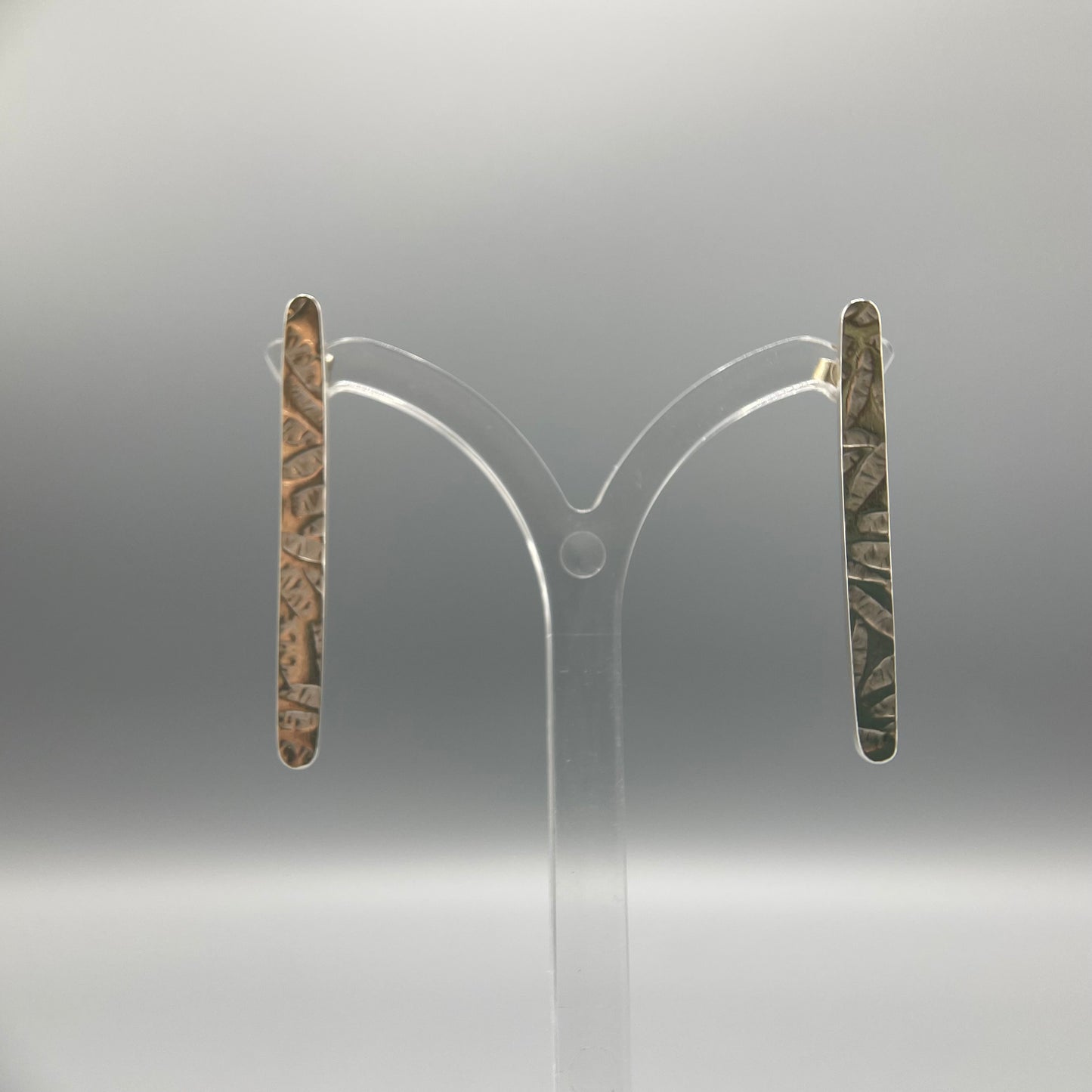 Papermetal Embossed Petals Long Slim Stud Earrings