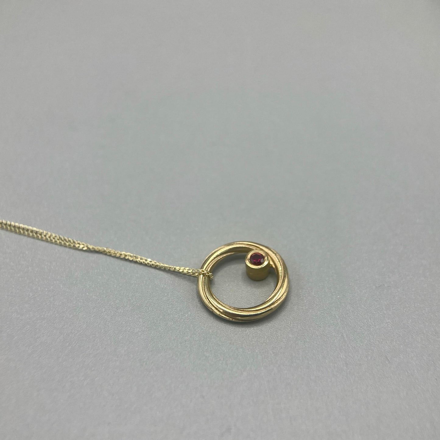 Alice Gow Twist Continuum 9ct Yellow Gold Diamond and Ruby Pendant
