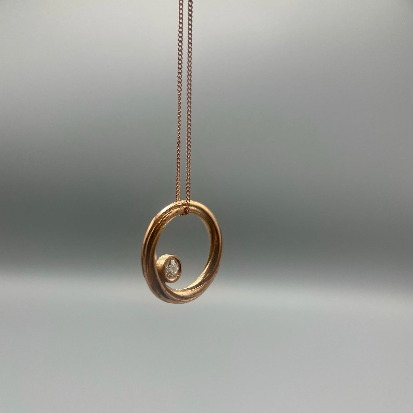 Alice Gow Twist Continuum 9ct Rose Gold Pendant with a Diamond