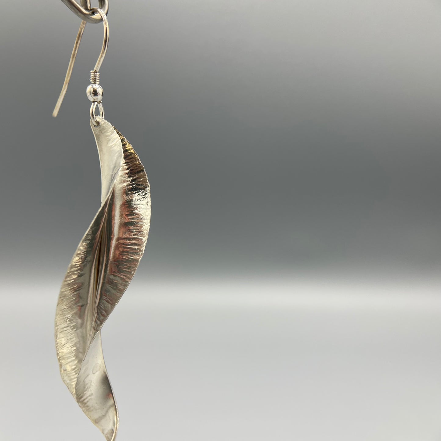 Victoria Sackwild 'Willow Leaf' Silver Drop Earrings