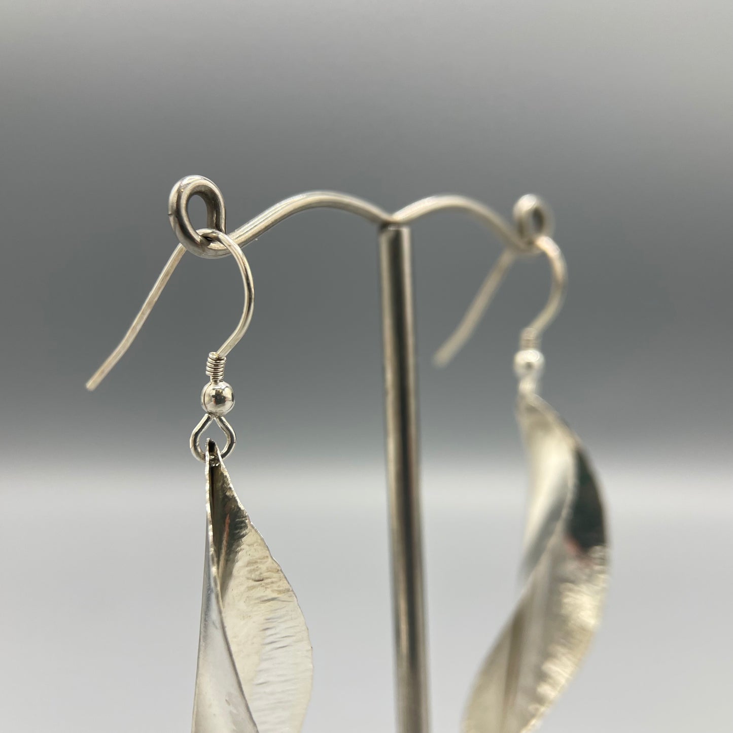 Victoria Sackwild 'Willow Leaf' Silver Drop Earrings