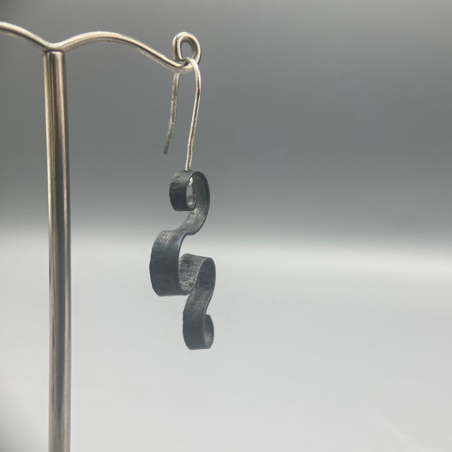 Victoria Sackwild Asymmetrical Oxidised Swirl Drop Earrings