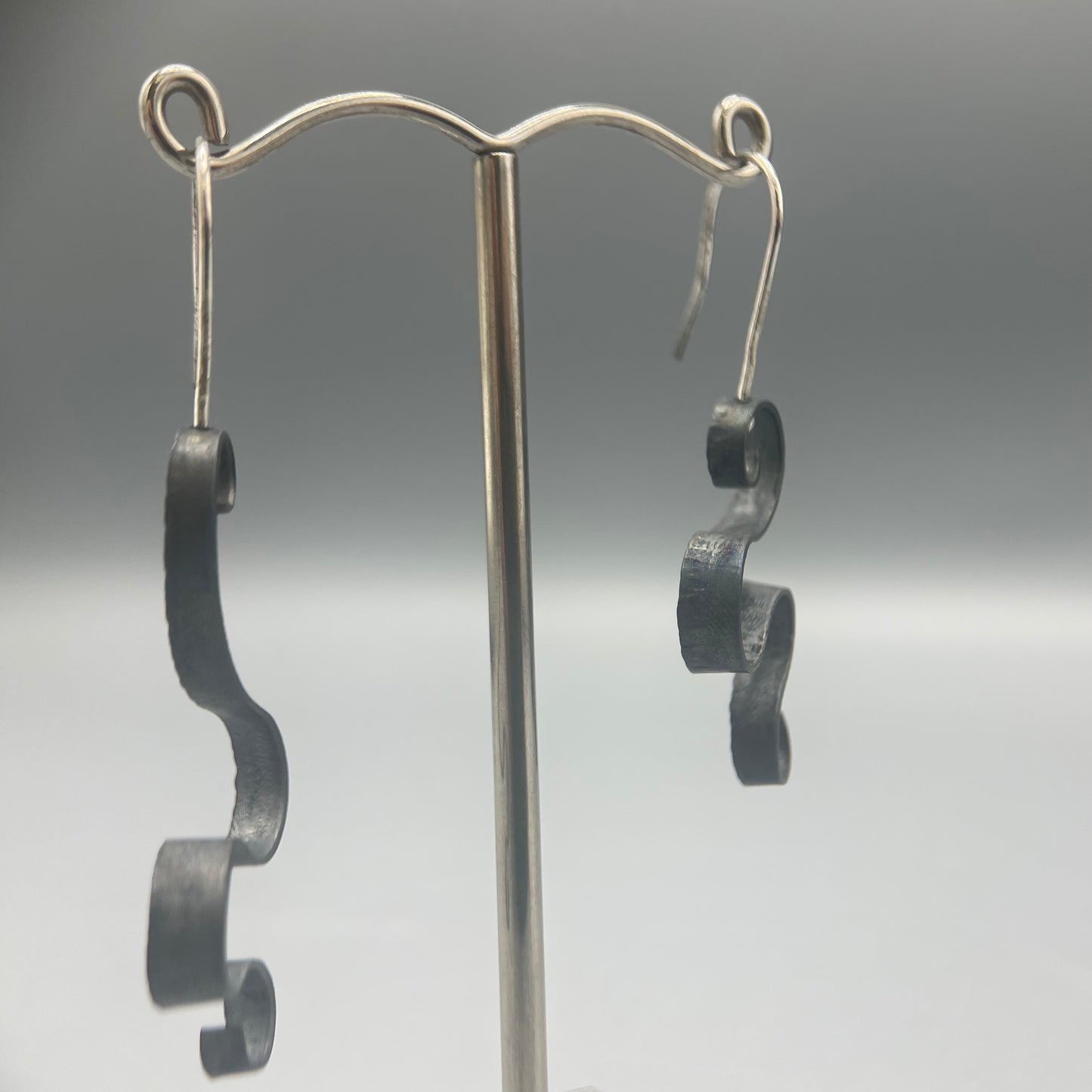 Victoria Sackwild Asymmetrical Oxidised Swirl Drop Earrings