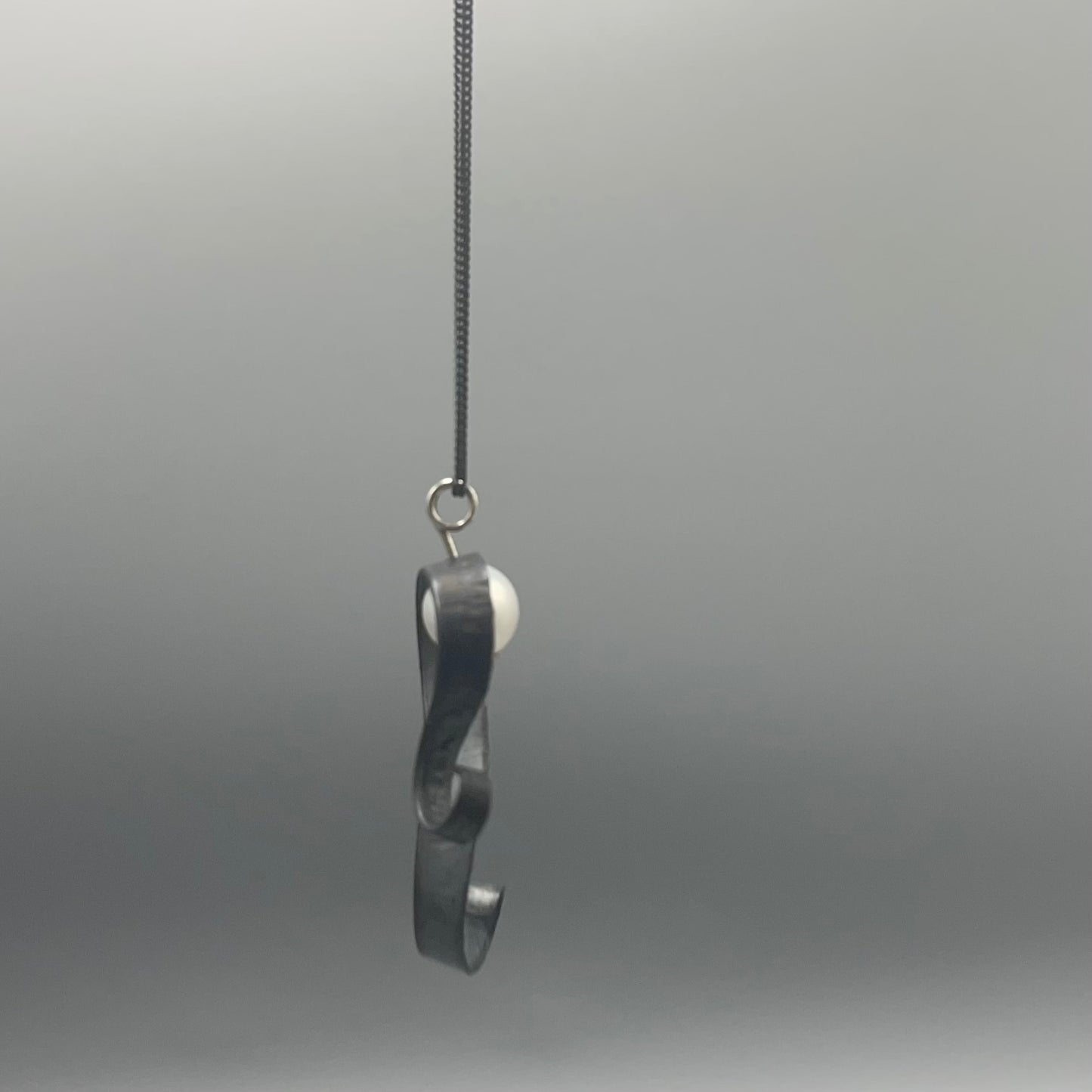 Victoria Sackwild Oxidised Silver Swirl Pearl Pendant