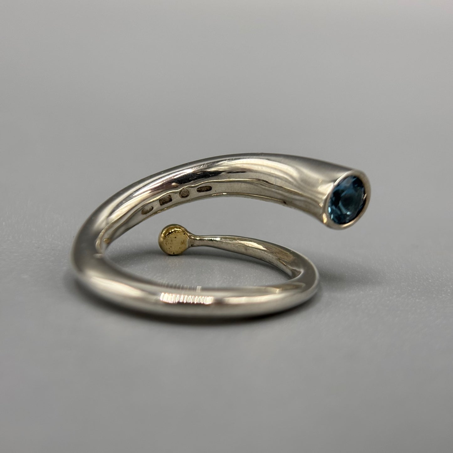 Paul Finch - Silver Spiral Wiggly Ring with 18ct Gold Bead