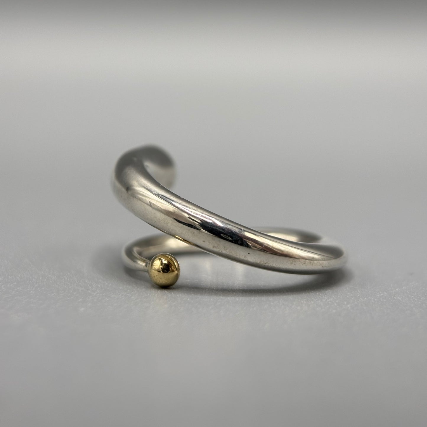 Paul Finch - Silver Spiral Wiggly Ring with 18ct Gold Bead