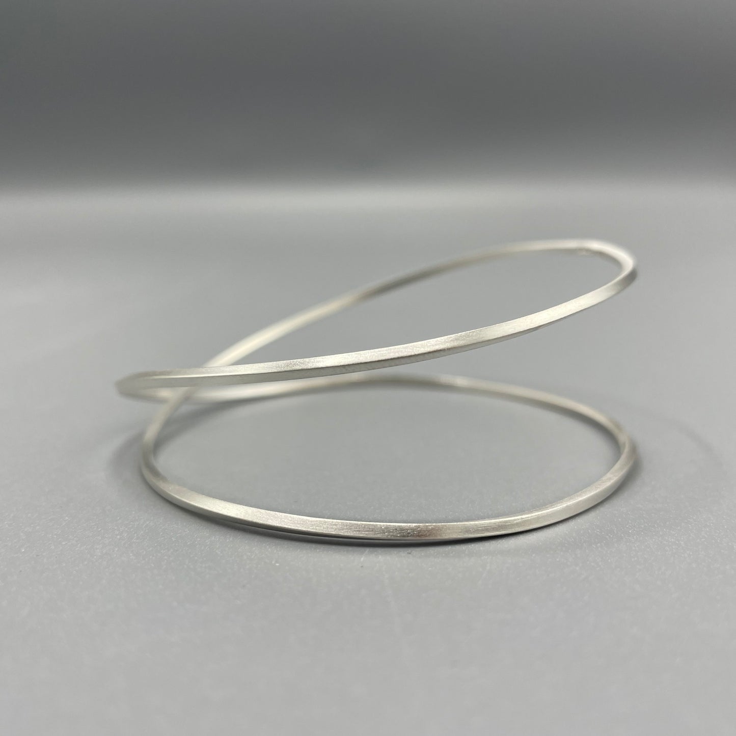Sarah McCallum Brushed Silver 'Crossover' Bangle - Square Wire