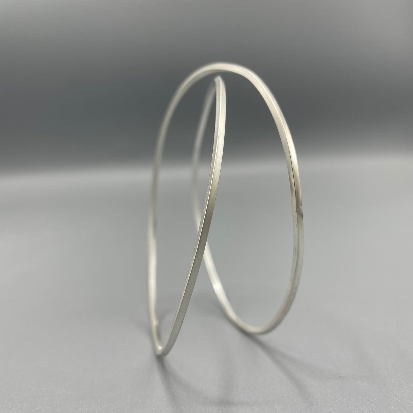 Sarah McCallum Brushed Silver 'Crossover' Bangle - Square Wire