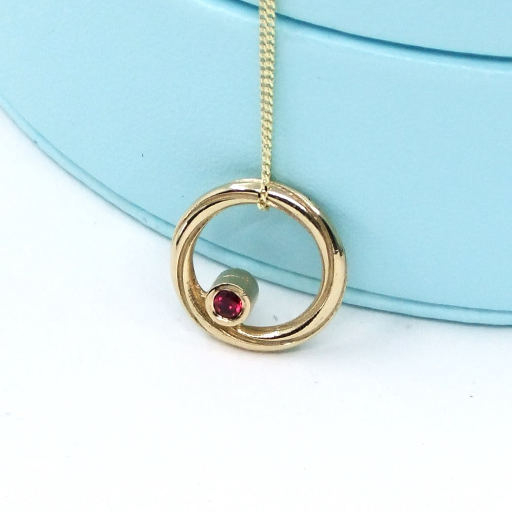 Alice Gow Twist Continuum 9ct Yellow Gold Diamond and Ruby Pendant