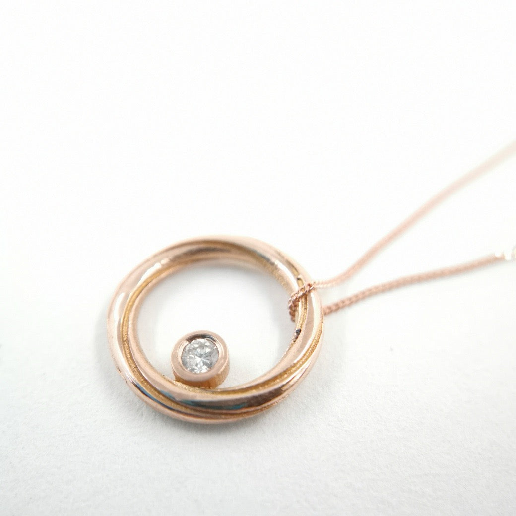 Alice Gow Twist Continuum 9ct Rose Gold Pendant with a Diamond
