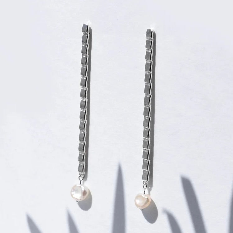 Iona Hall Flat Ripple Studs with Pearl