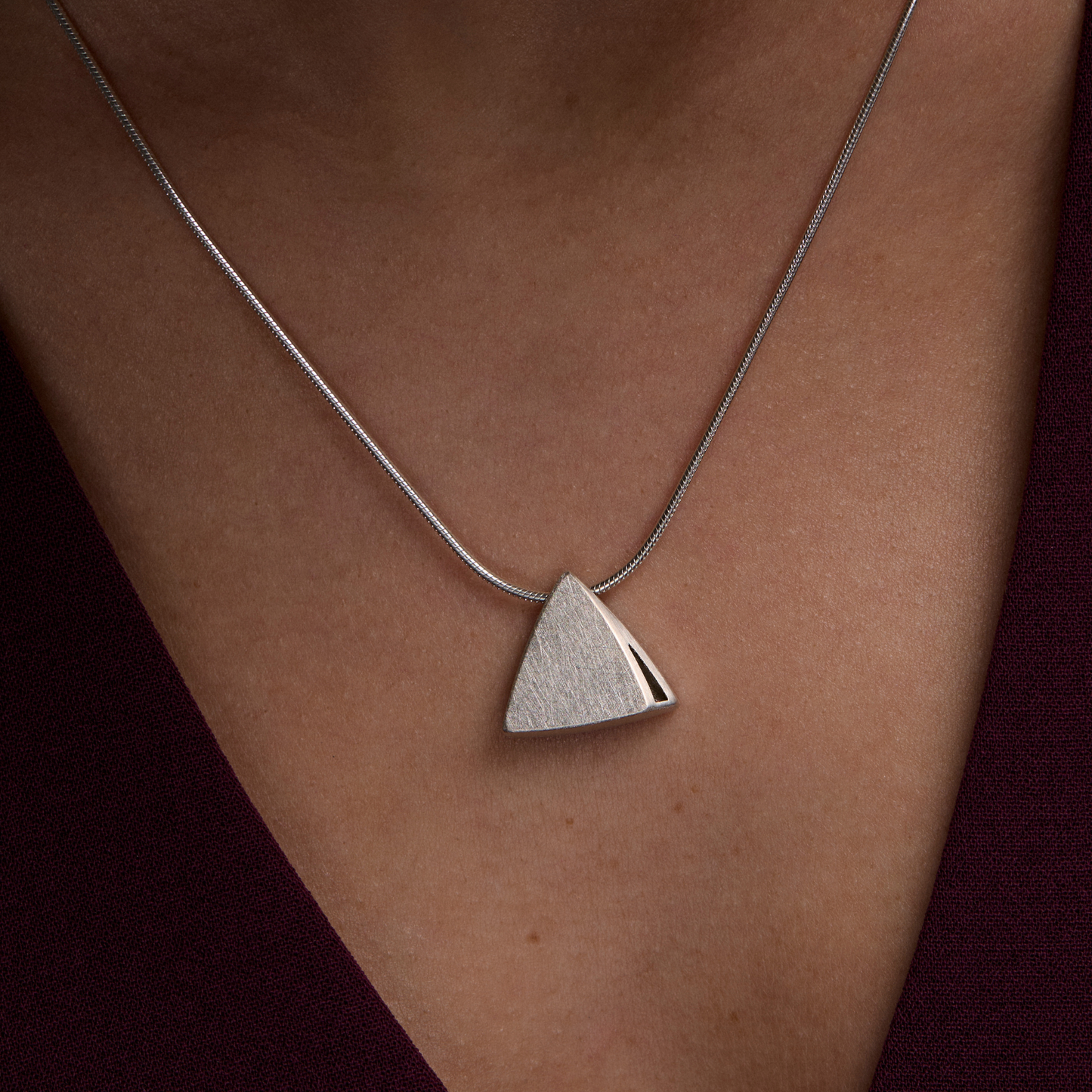 Sheng Zhang 'Curved Curves' Triangle Pendant