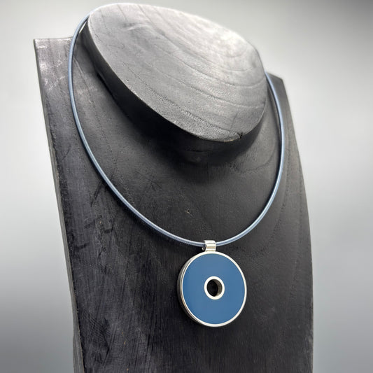 Wilde Works – Sterling Silver and Resin Large 'First Exploration' Pendant (Slate Blue)