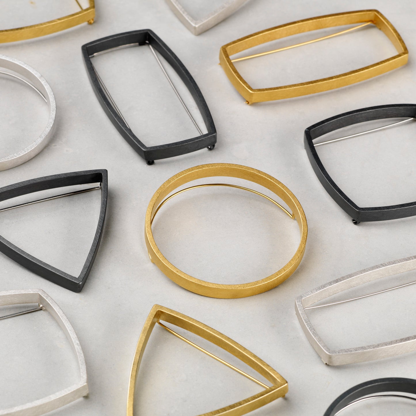 Sheng Zhang 'Curved Curves' Triangle Brooch