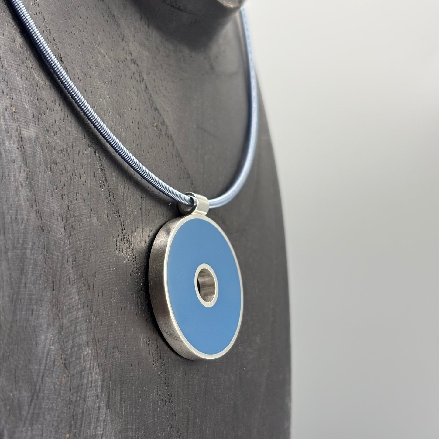 Wilde Works – Sterling Silver and Resin Large 'First Exploration' Pendant (Slate Blue)