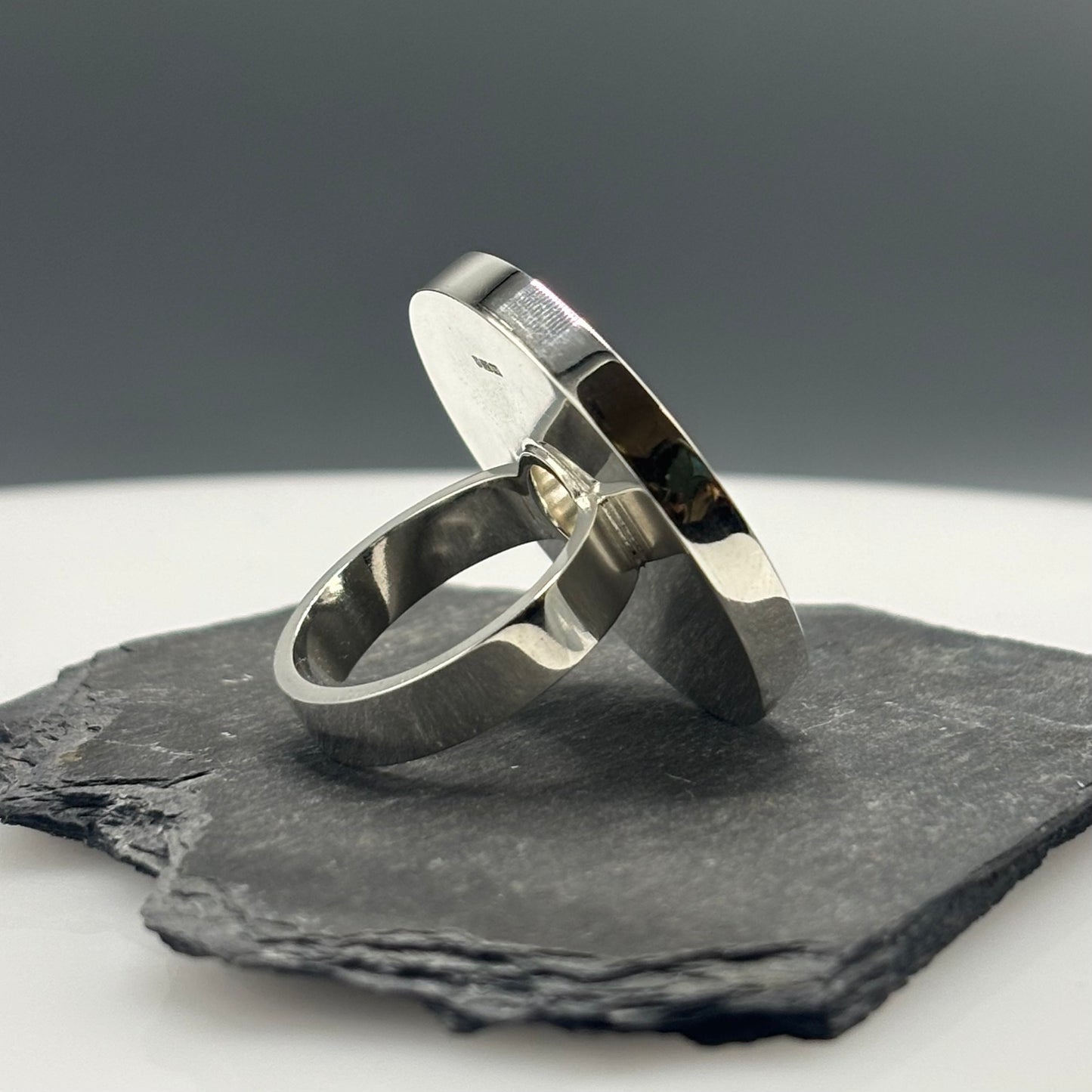 Wilde Works – Sterling Silver and Resin Large 'First Exploration' Ring (Slate Blue)