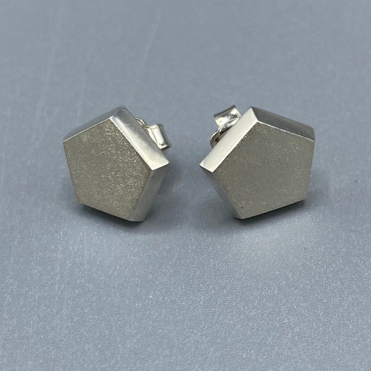 Emma Farquharson Silver Pentagon Stud Earrings