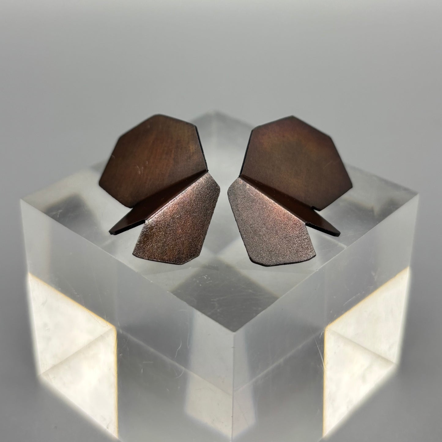 RawObjekt Oxidised Copper 'Butterflies Stud Earrings'