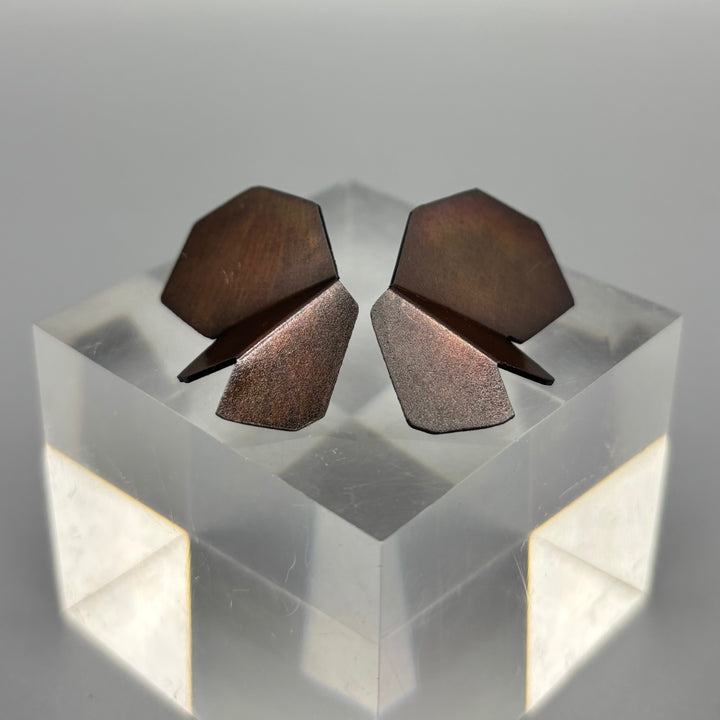 RawObjekt - Oxidised Copper 'Butterflies Stud Earrings'