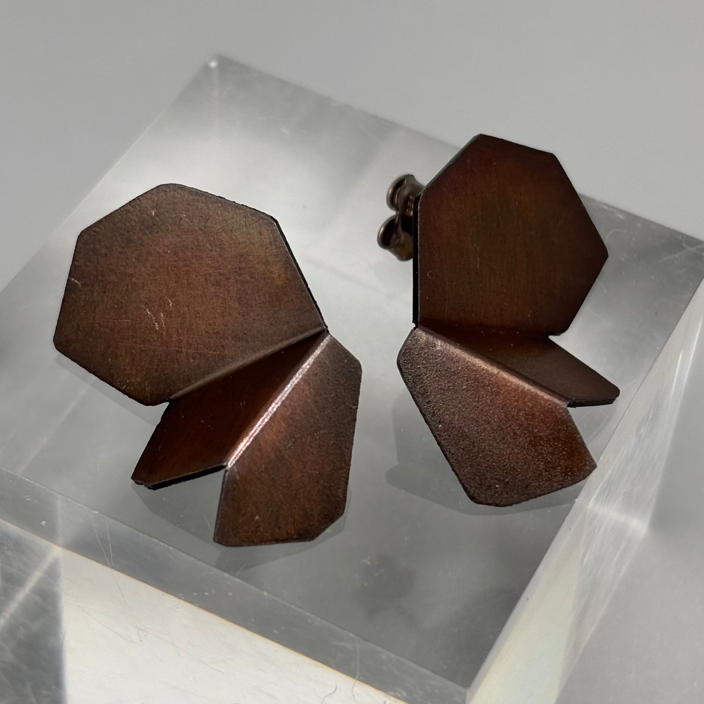 RawObjekt Oxidised Copper 'Butterflies Stud Earrings'