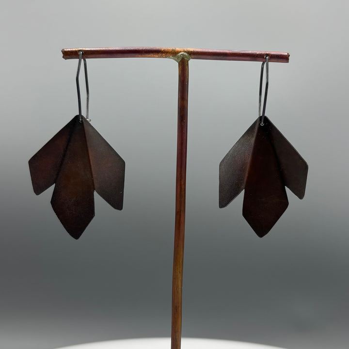 RawObjekt - Butterflies Drop Earrings in Oxidised Copper and Silver
