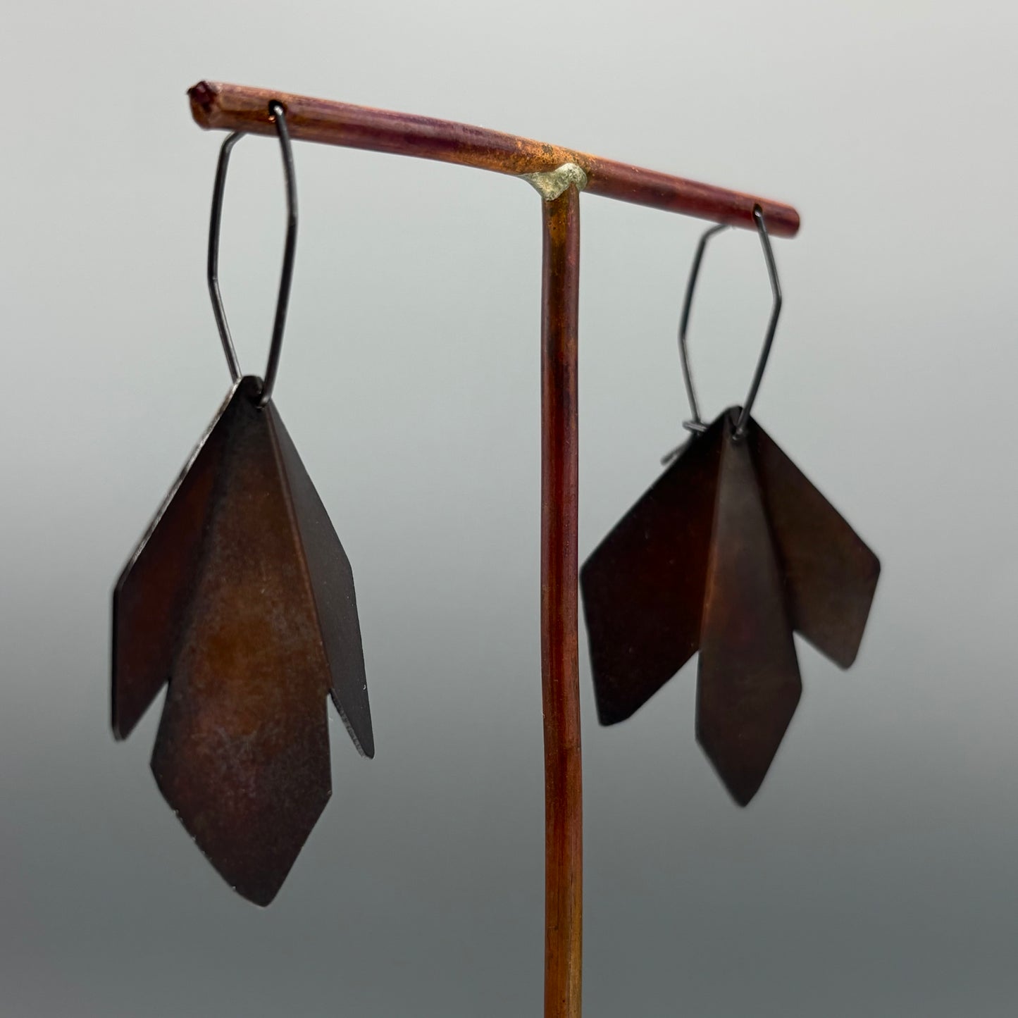 RawObjekt 'Butterflies Drop Earrings' in Oxidised Copper and Silver