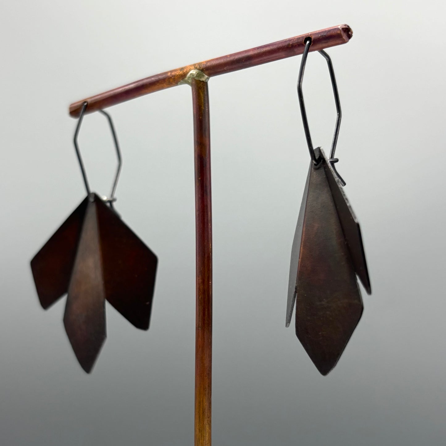 RawObjekt 'Butterflies Drop Earrings' in Oxidised Copper and Silver