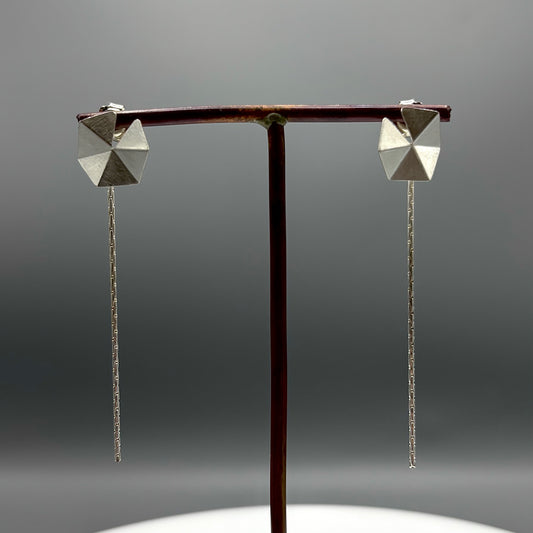 RawObjekt 'Hexagon Drop Earrings' in Silver