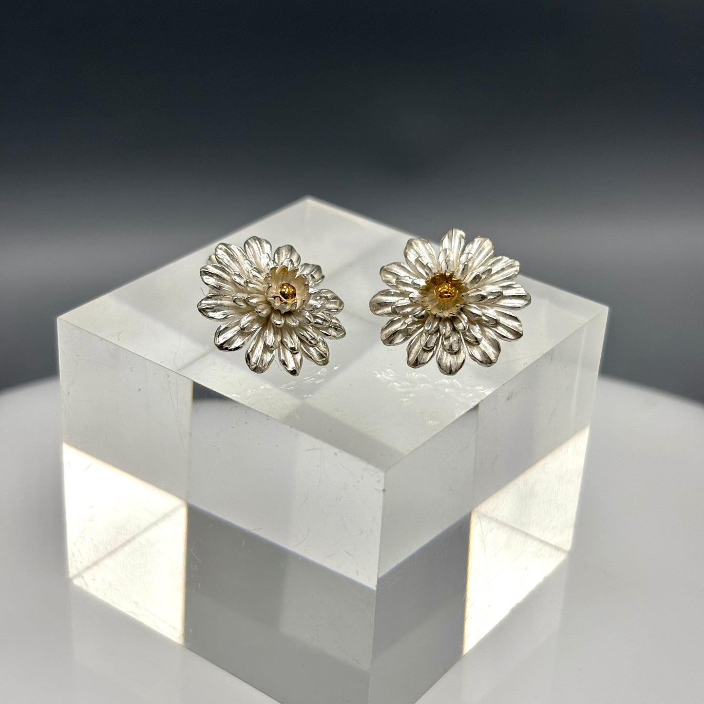 Tim Blades Silver and Gold 'Chrysanthemum Stud Earrings'
