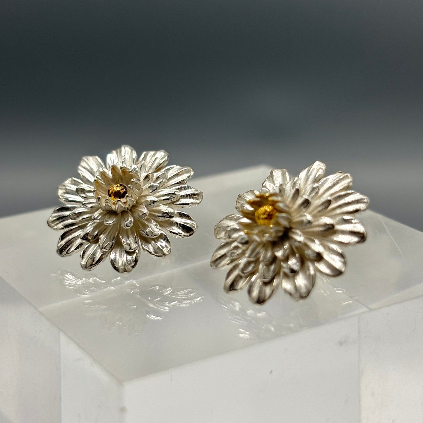 Tim Blades Silver and Gold 'Chrysanthemum Stud Earrings'