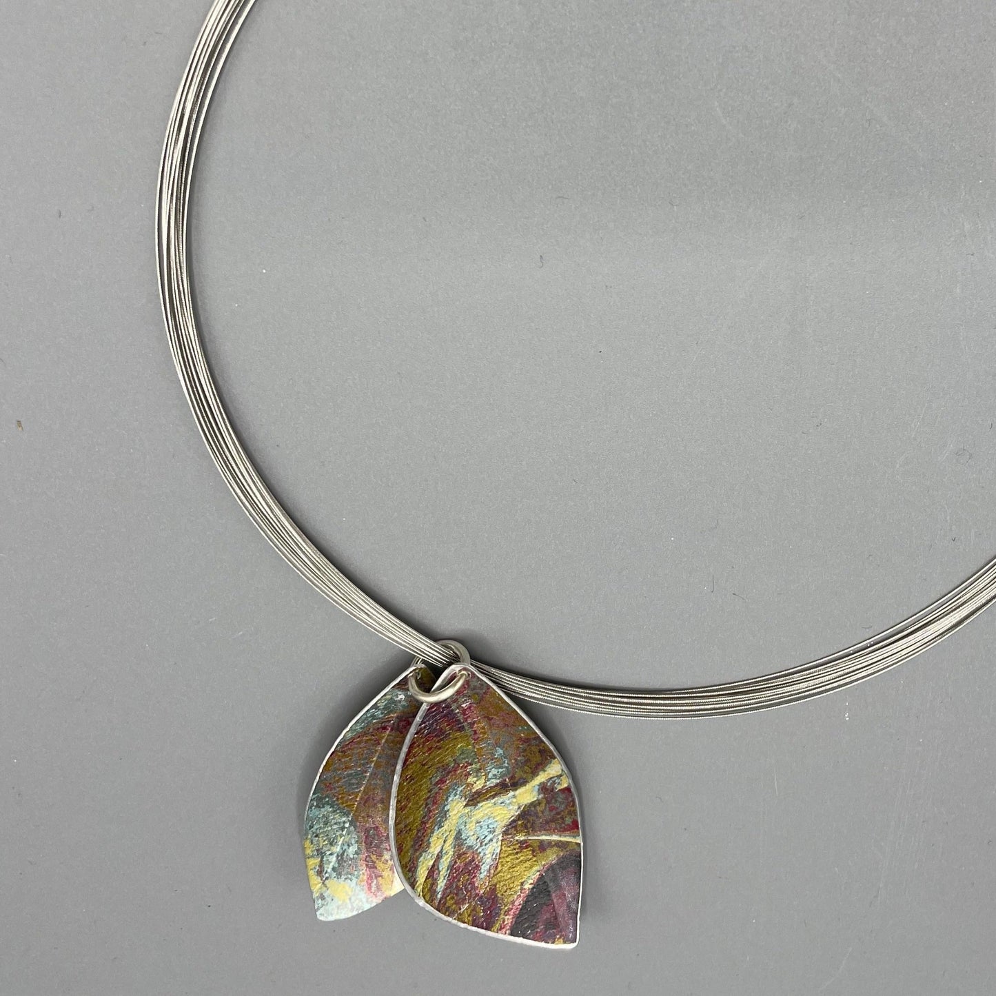 Jane Adam Anodised Aluminium Double Leaf Necklace