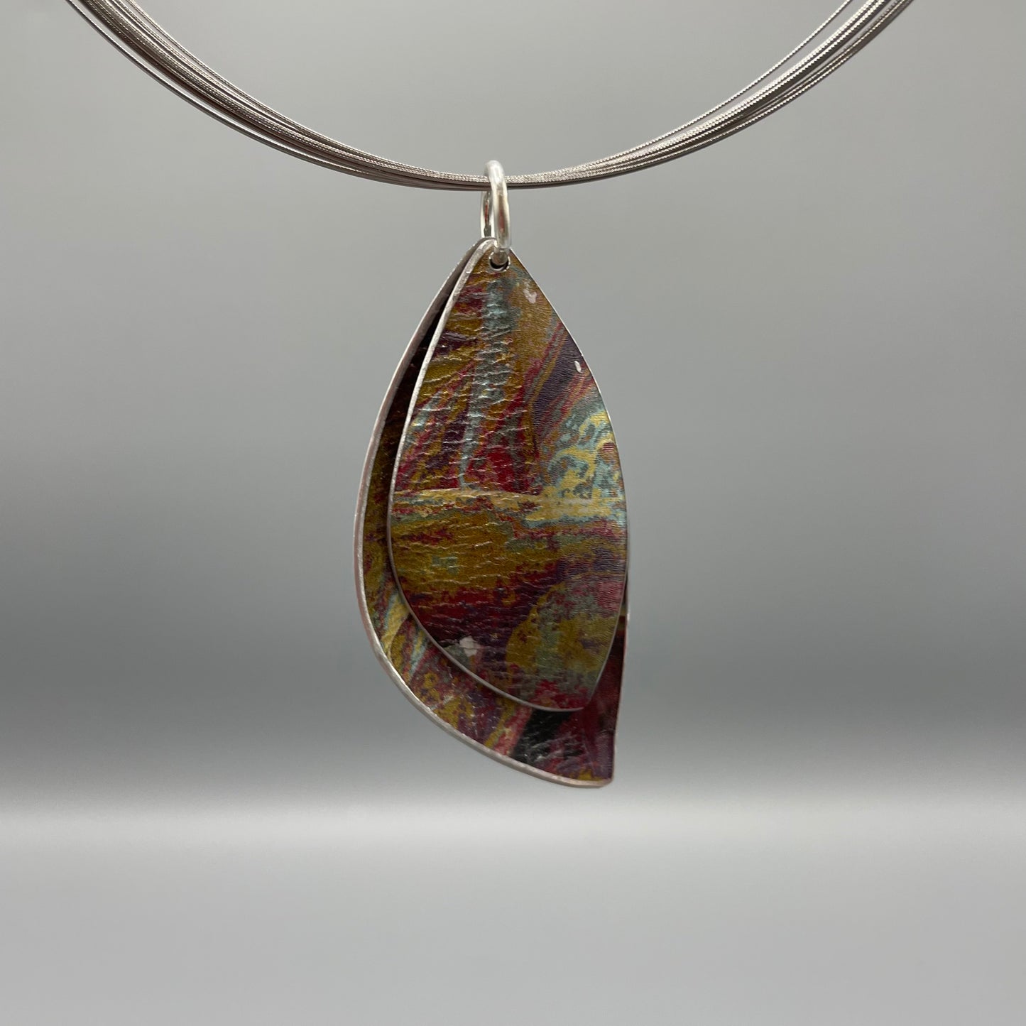 Jane Adam Anodised Aluminium Double Leaf Necklace