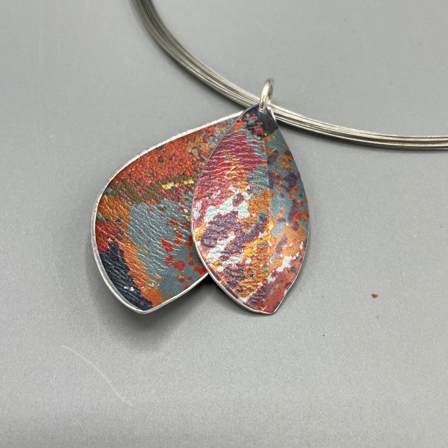 Jane Adam Anodised Aluminium Double Leaf Necklace