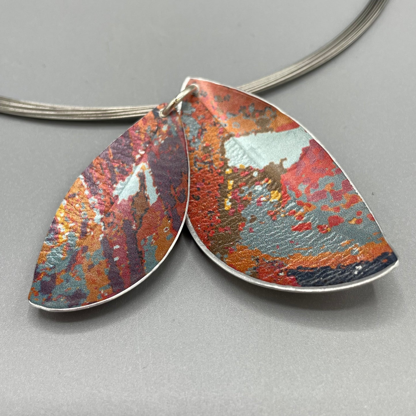 Jane Adam Anodised Aluminium Double Leaf Necklace