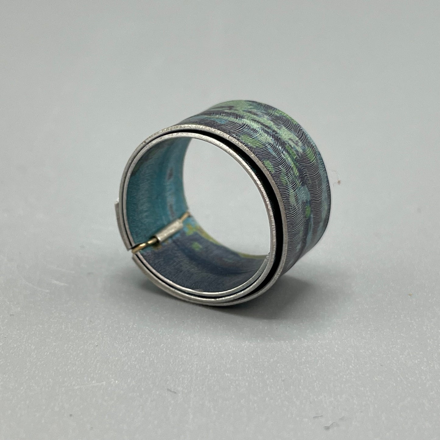 Jane Adam Anodised Aluminium Spiral Ring with 9ct Gold Accent