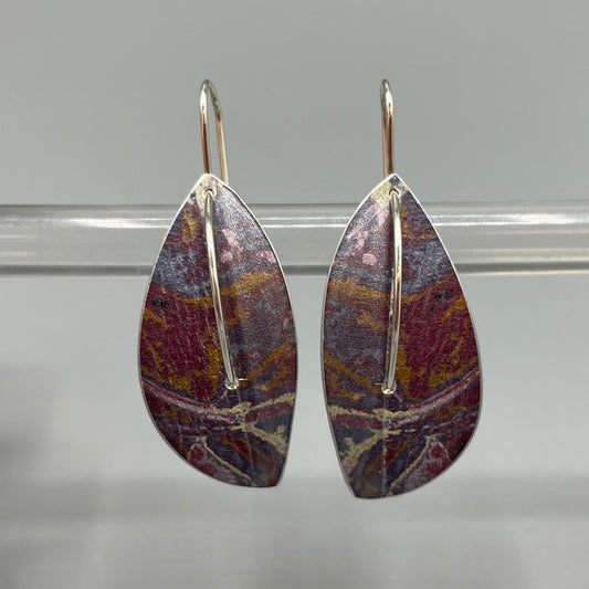 Jane Adam Aluminium Long Leaf Earrings Red - Medium