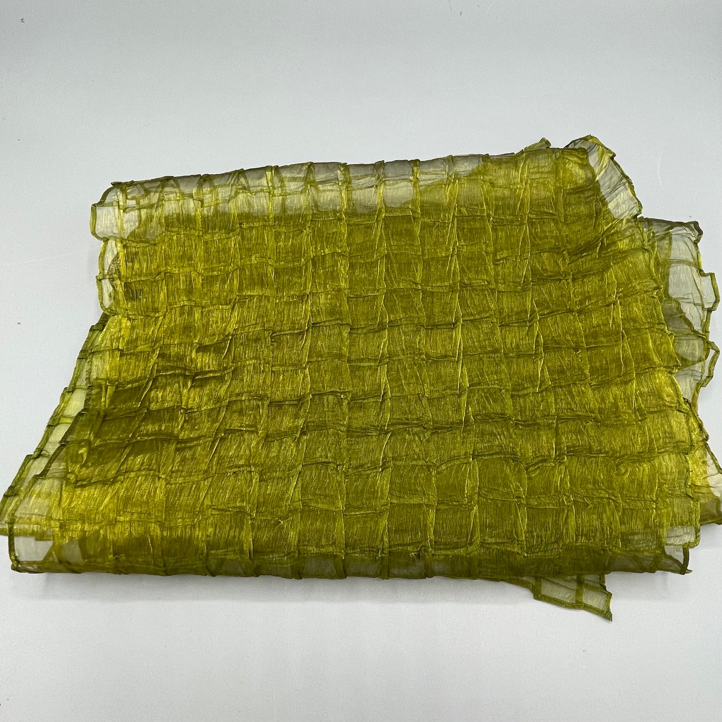 Nawal Gebreel Handmade Scarf Moss Green Square Pleat Organza