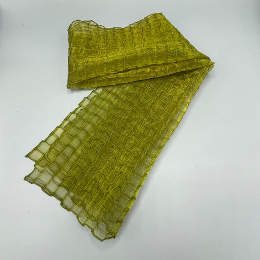 Nawal Gebreel Handmade Scarf Moss Green Square Pleat Organza