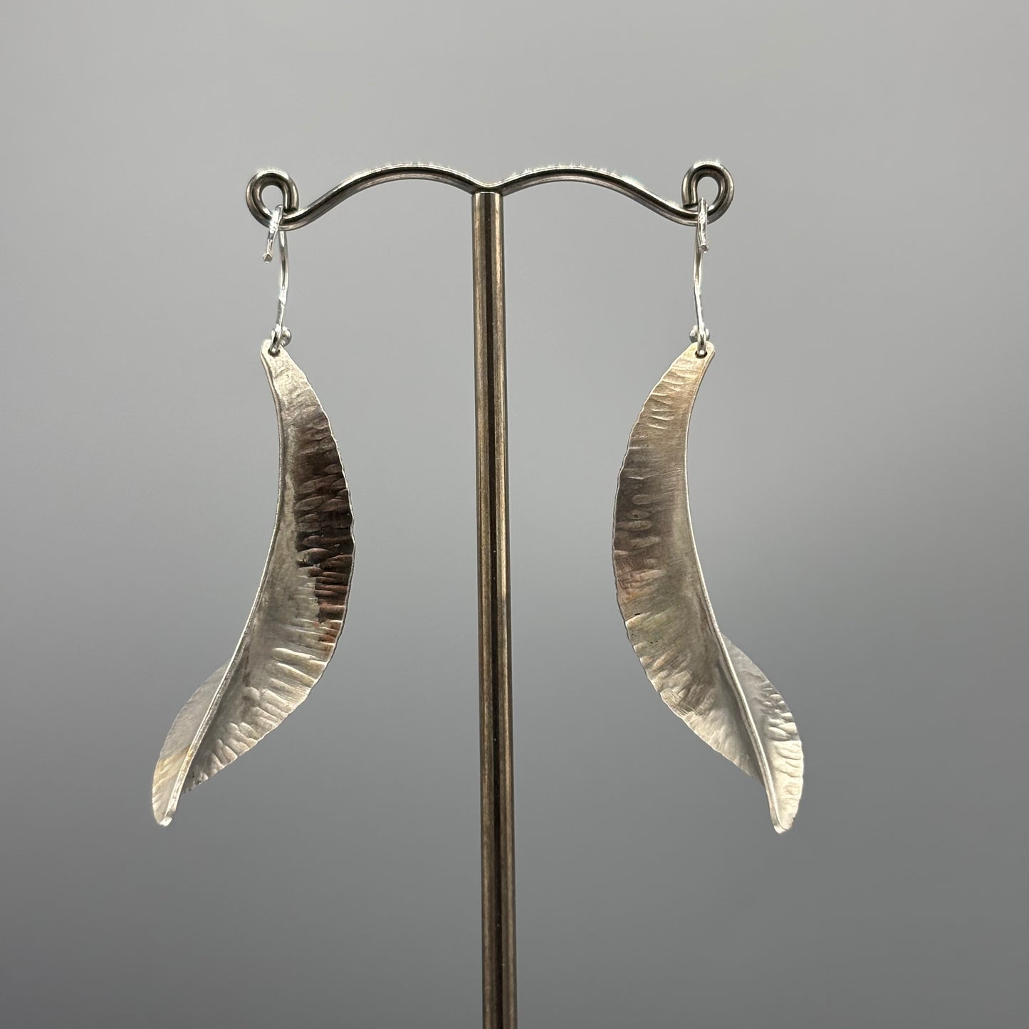 Victoria Sackwild 'Willow Leaf' Silver & Colourful Metallic Foils Drop Earrings