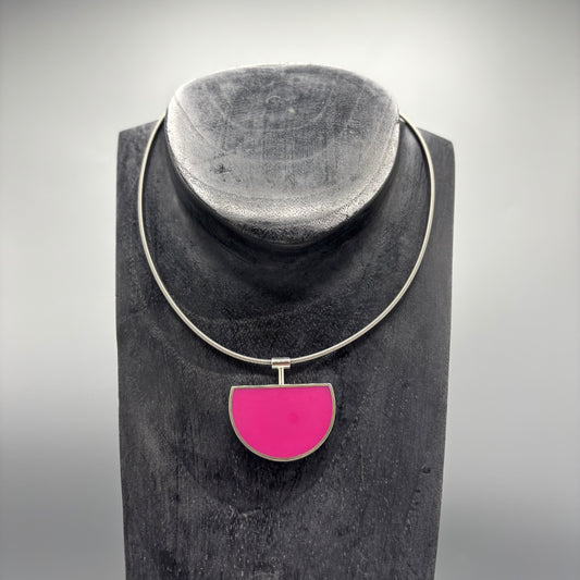 Wilde Works - Resin 'Eclipse' (Hot Pink) Pendant Necklace