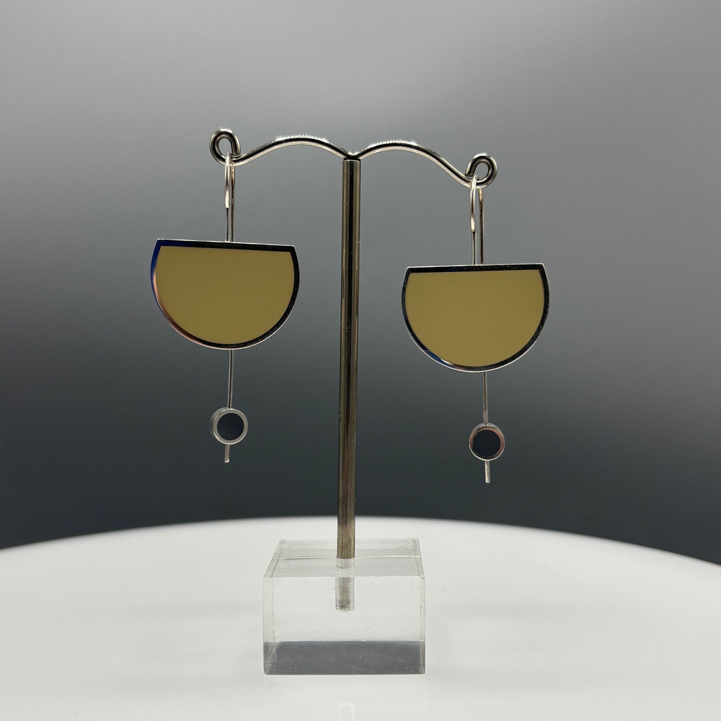 Wilde Works - Sterling silver and resin ‘Eclipse’ Earrings (Wheat/Grey)