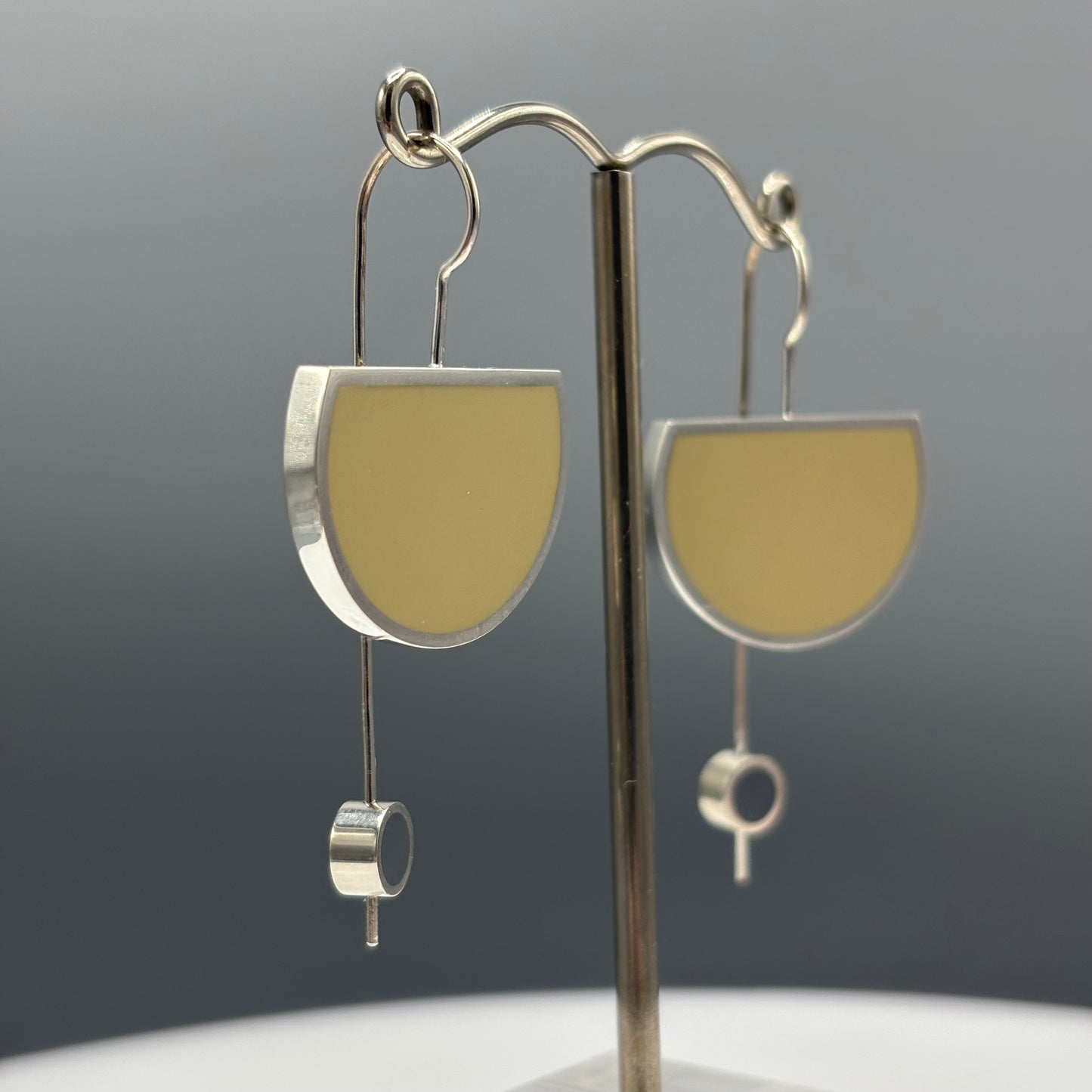 Wilde Works - Sterling silver and resin ‘Eclipse’ Earrings (Wheat/Grey)
