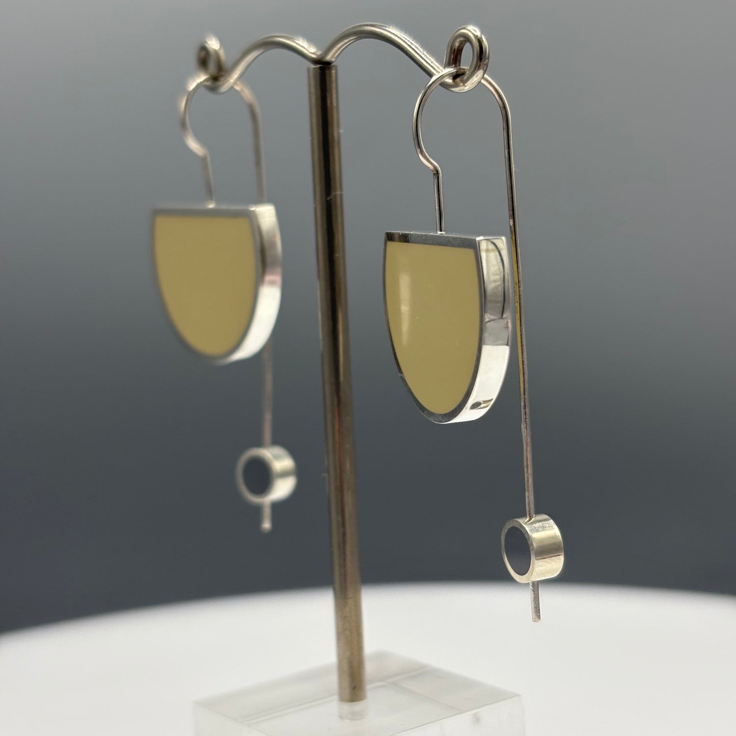 Wilde Works - Sterling silver and resin ‘Eclipse’ Earrings (Wheat/Grey)