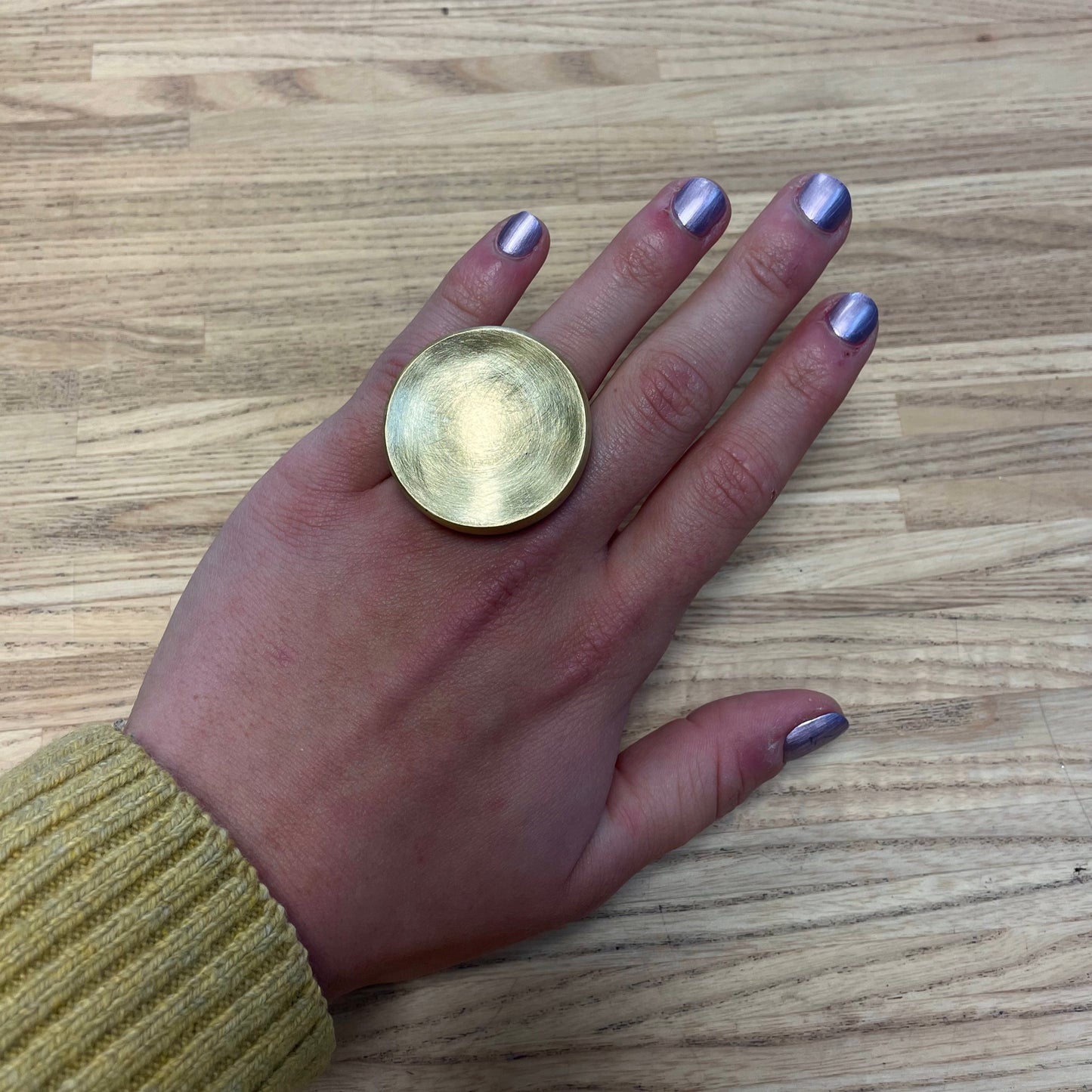 Poppy Norton Brushed Brass Moon Ring