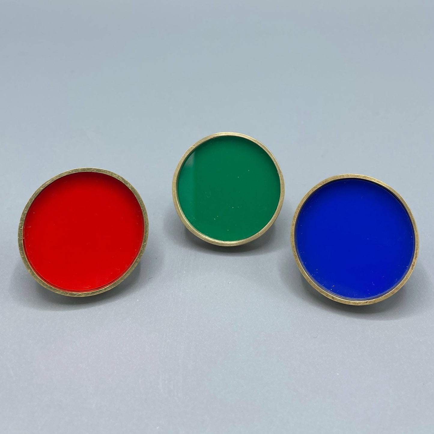 Poppy Norton Brushed Brass Circle Ring with Acrylic Inlay