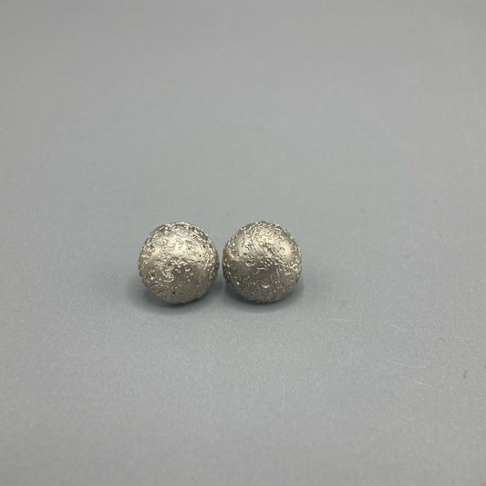 Susi Hines Etched Silver Hemisphere Earrings